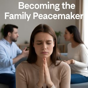 Woman mediating family conflict silently