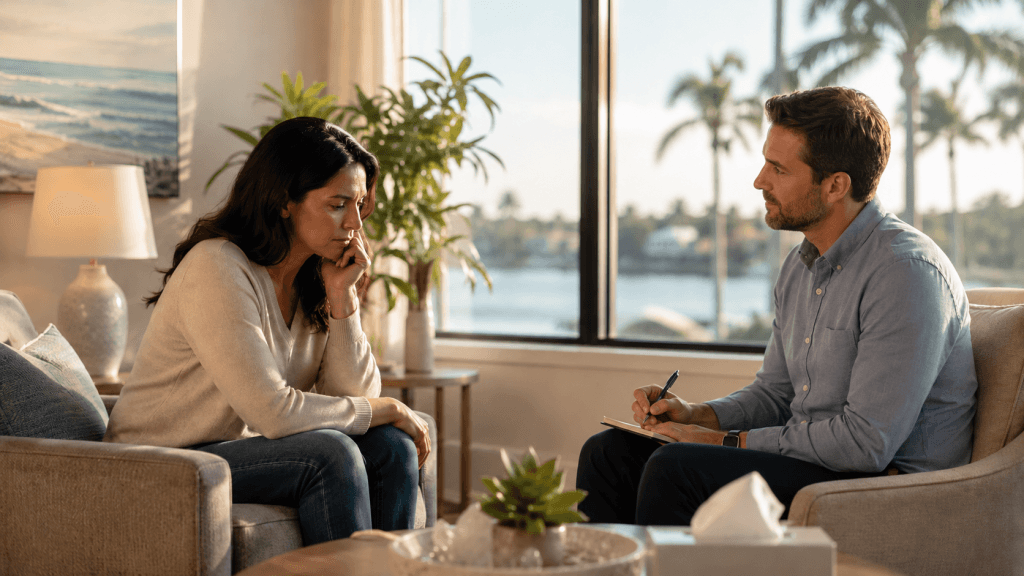 Woman in Grief Counseling Office