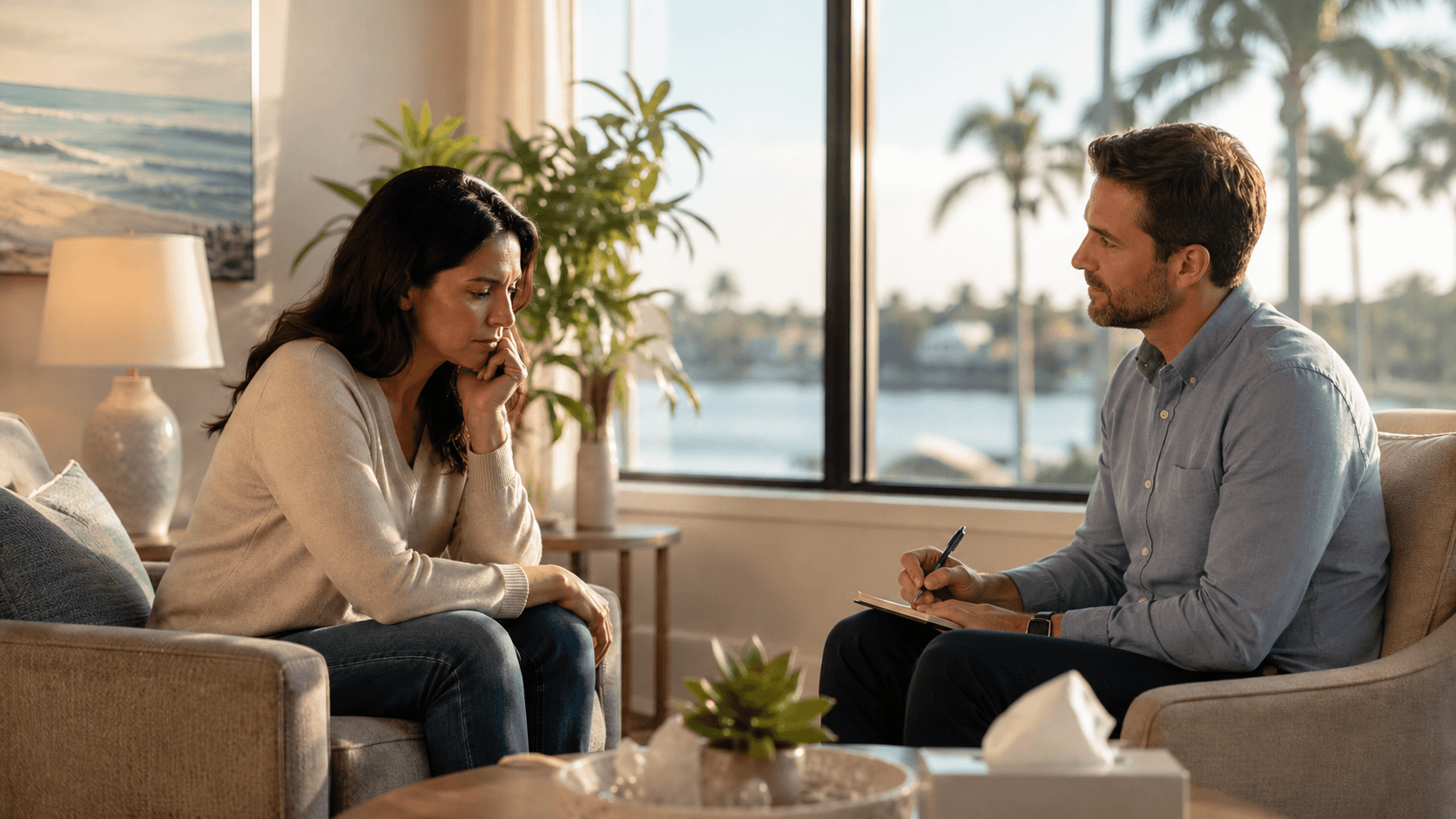 Grief Counselor Boca Raton 1 Woman in Grief Counseling Office